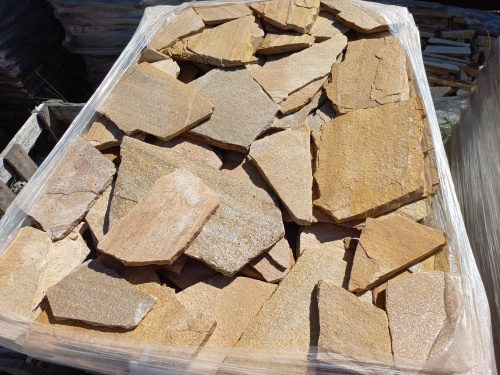 Плитняк златолит жёлтый золотистый для отмостки купить в Московской области